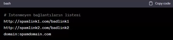 Disavow Dosyası